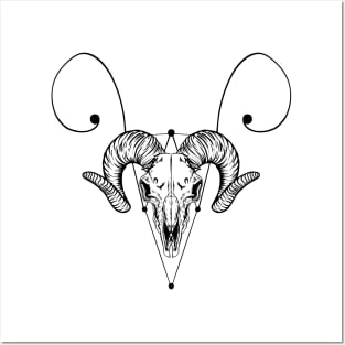 Aries Ram skull Posters and Art